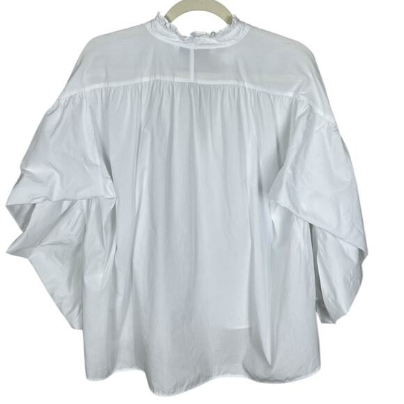 Zara Cotton Poet Blouse Women's Size XS Oversized Ruffle Romantic Boho Whimsy - Picture 8 of 12